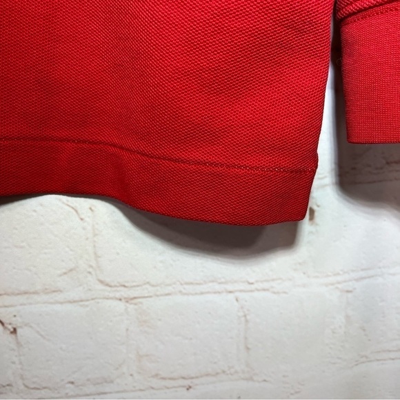 LL Bean Polo Shirt Mens Medium Regular Red Long Sleeve Rugby Collared - Picture 10 of 10